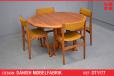 Round teak pedestal leg dining table produced by Danish Mobelfabrik - view 1