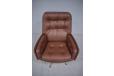 Vintage brown leather retro swivel chair from 1970s - view 3