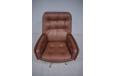 Vintage brown leather retro swivel chair from 1970s - view 3
