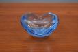 Oval blue glass ashtray produced by Holmegaard, Denmark