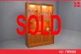 Glass-fronted display cabinet in teak with internal lighting - view 1