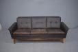 Vintage brown leather & rosewood 3 seat sofa by Svend Skipper  - view 9
