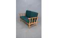 Small 2 seater sofa in solid oak with green cushions - view 6