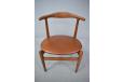 Vintage beech and brown leather set of 4 dining chairs by Hans Wegner