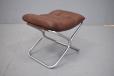 Cross frame vintage foot stool with original leather cushion