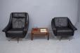 High back 1966 design MATDOR swivel chair in vintage black leather