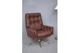 Vintage brown leather retro swivel chair from 1970s - view 4
