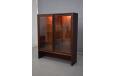 Sliding door glass display cabinet with internal glass shelves and back lights