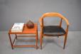 Vintage curved back desk chair produced 1959 by eilersen with leather set pad and solid ash consruction