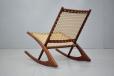 midcentury teak frame rocking chair made by Danish cabinetmaker