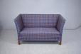 1940s box frame sofa in orange and blue check fabric