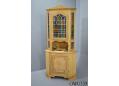 Oak corner cabinet with coloured glass doors