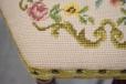 antique oak vintage footstool with hand stitched upholstery embroidery