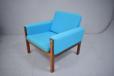 Hans Wegner vintage rosewood armchair with blue fabric upholstery  - view 10