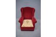 Traditional high back wing chair in red velour upholstery  - view 4