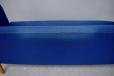 Vintage 3 seater box sofa on oak legs in original blue wool upholstery, designed 1950s by Ejner Larsen