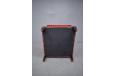 Large antique armchair with dark wood carved detail and red veloiur upholstery - view 11