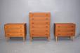 Vintage teak chest of 6 drawers on light oak legs for sale
