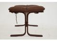 Norwegian footstool with brown leather upholstery