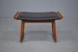 Vintage teak rocking foot stool with black leather upholstery - view 3