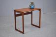Small vintage teak side table with rectangular legs