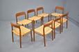 Vinatge teak frame dining chairs model 75 designed 1954 by Niels Moller