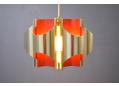 Lyfa pendant light in orange, brass & white. 1974 design.