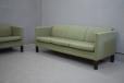 Danish design compact 3 seater sofa in original green wool upholstery