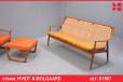 Vintage teak 3 seat sofa with cane back | Hvidt & Molgaard design - view 1