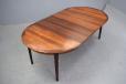 Danish Mobelfabrik round top dining table extending with 3 extra leaves