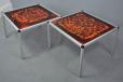 Vintage coffee table with marbled glass top produced by Danish Mobelfabrik