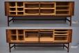 Long sideboard in vintage rosewood with sliding tambour doors - Rosengren Hansen design - view 10