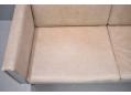 Grey colour leather upholstered 3 seat sofa with supportive seating.