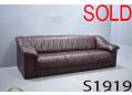 Long & low 3 seat sofa | Brown buffalo leather