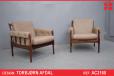 Vintage rosewood armchair in new leather upholstery by Torbjorn Afdal - view 1