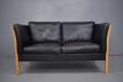Vintage black leather 2 seat box sofa by Stouby - view 2