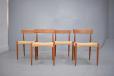 Vintage teak dining chairs with new paper cord seats. Arne Hovmand Olsen design