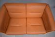 Classic design 2 seat Danish sofa in tan leather & beech.
