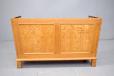 Vintage 2 seater light oak trunk sofa with striped upholstery - view 9