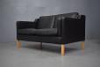 All leather upholstered 2 seat box design sofa model EVA made by Stouby