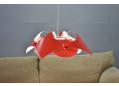 Vintage Lars Eiler Scholer flower pendant light in red folded plastic. SOLD