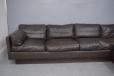 6 seater vintage corner sofa in brown leather with feather filled cushions | Georg Thams