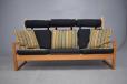 Vintage oak high back sofa with Rainbow upholstery - view 2