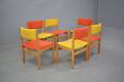Set of 6 vintage oak frame dining chairs produced by Soro Mobelfabrik in new upholstery