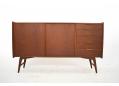 Danish midcentury sideboard in teak raised on angled legs