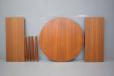Vintage circular dining table in teak on triangular legs - view 10