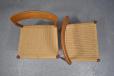 Papercord woven seats on teak Danish vintage dining chairs