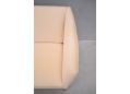 Cream fabric box frame 3 seat sofa for reupholstery.
