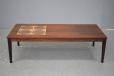 Rosewood coffee table with inset tiles and rosewood