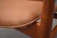 New leather in soft caramel / tan colour in a great complement to the rich teak 